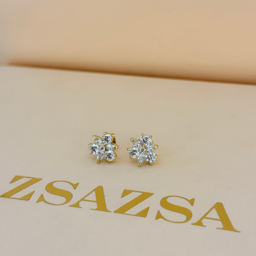 Flower zircone gold plated set