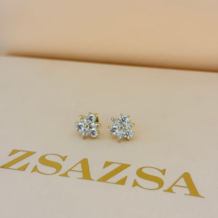 Flower zircone gold plated set