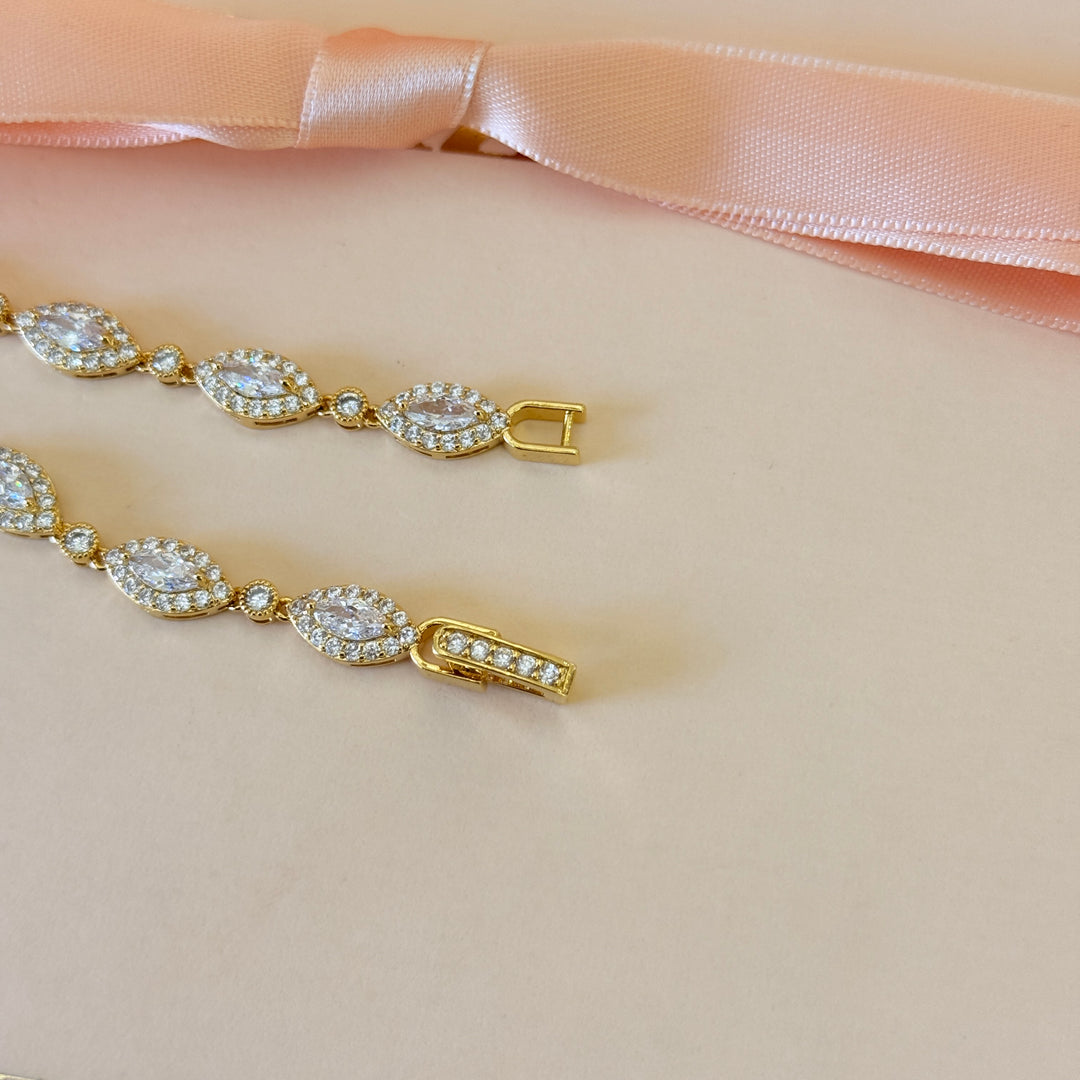 Zircone marquise gold plated bracelet