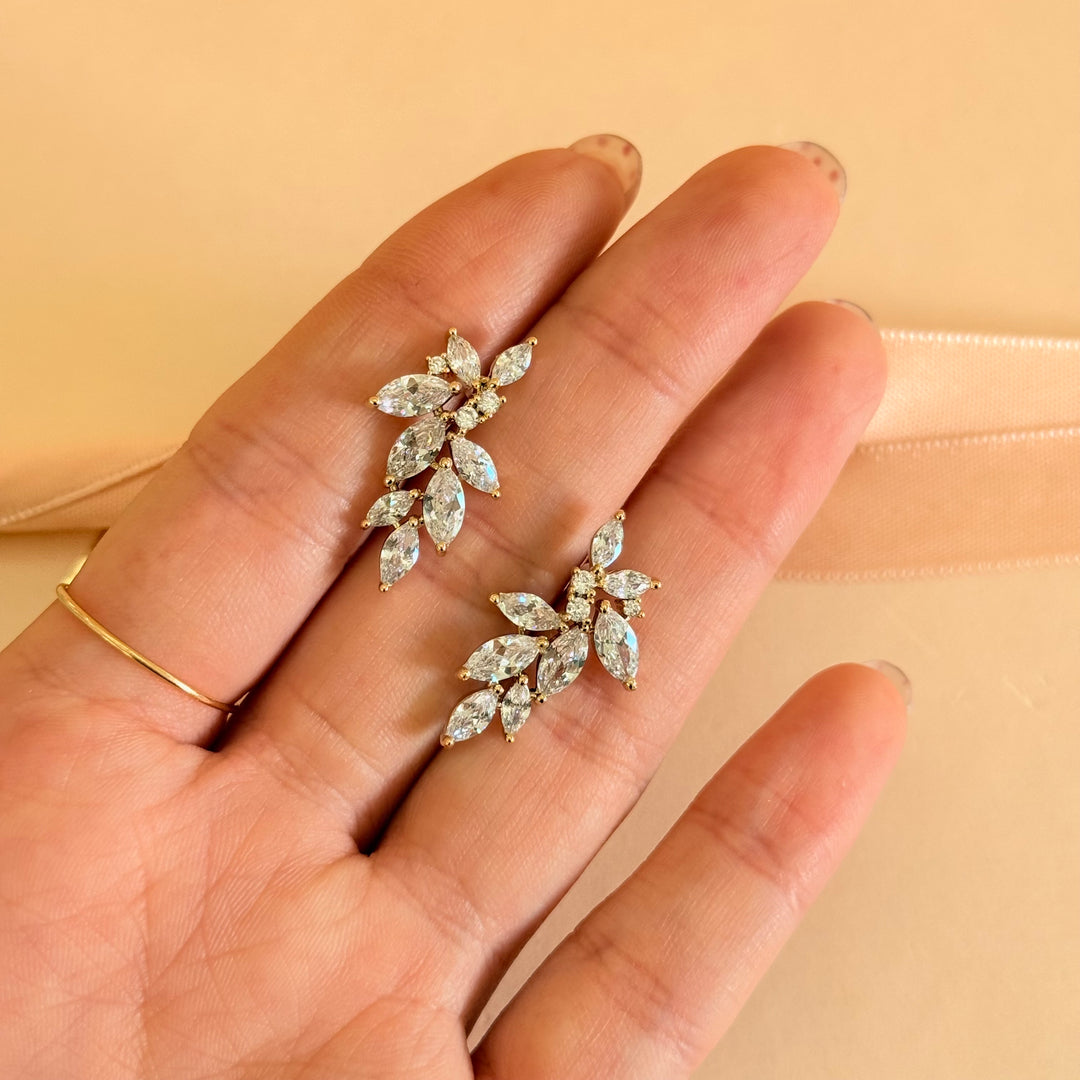 Marquise zircone gold plated earrings