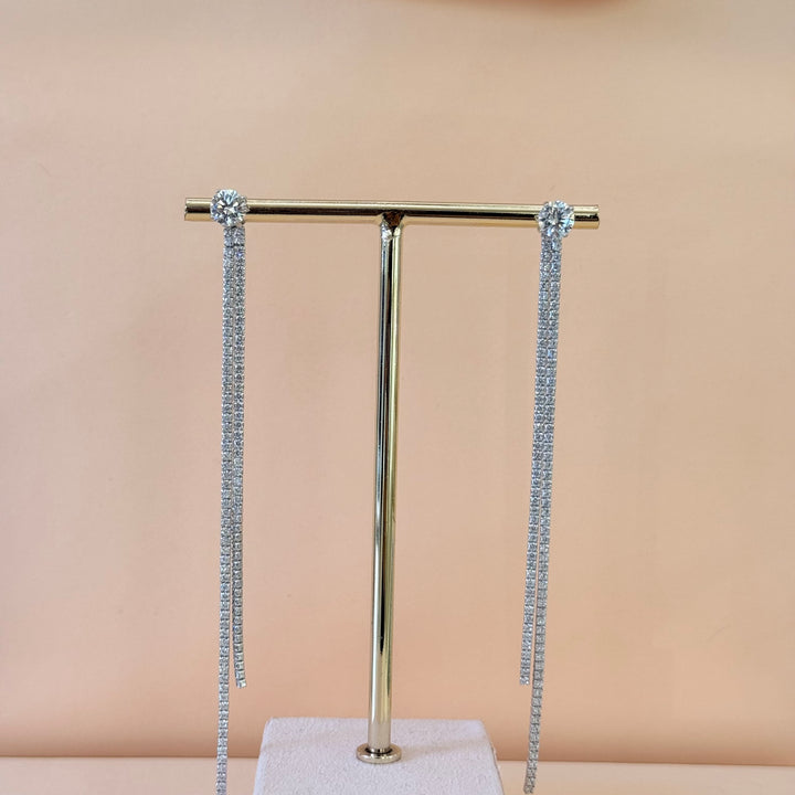 Solitaire studs with long backings zircone silver earrings