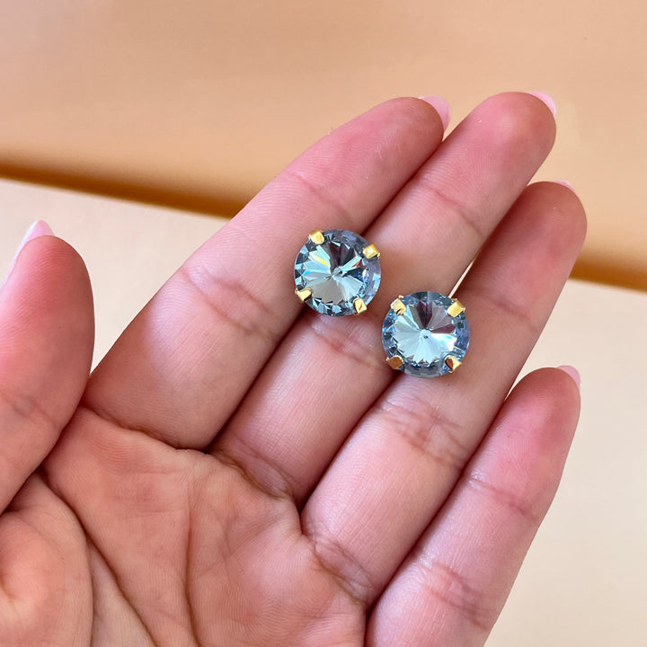 Light blue Swarovski crystals studs