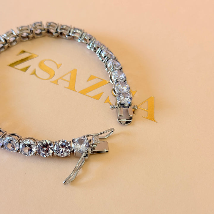 Large zircone silver bracelet