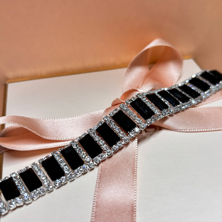 Rectangular black silver bracelet