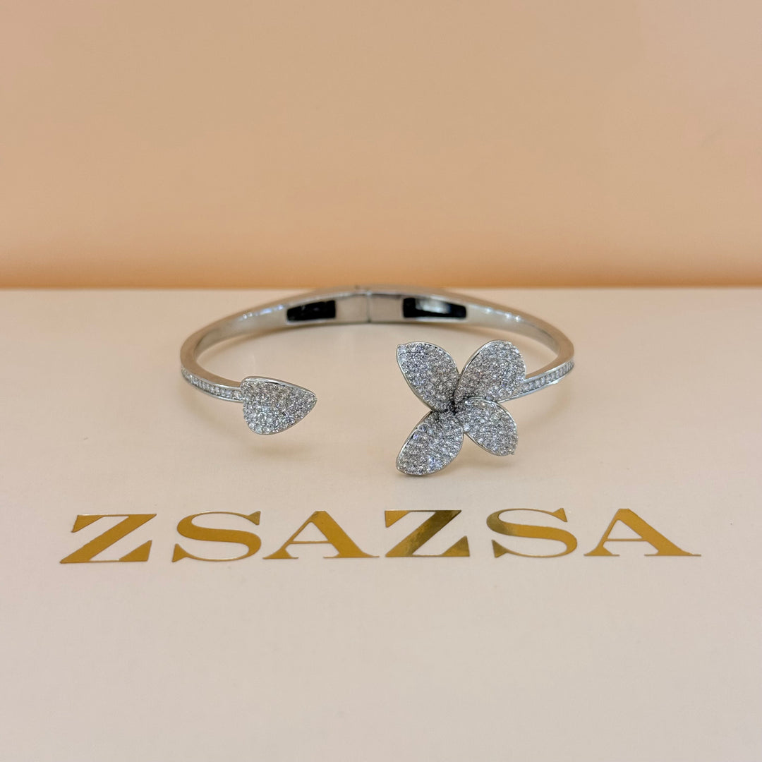 Flower zircone silver set