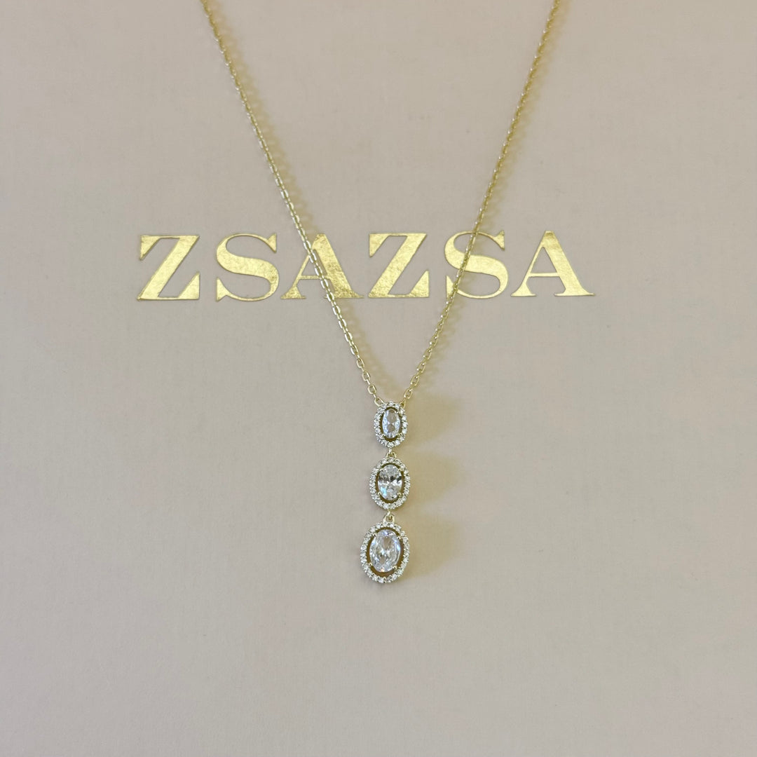 Oval zircone Sterling silver gold plated set