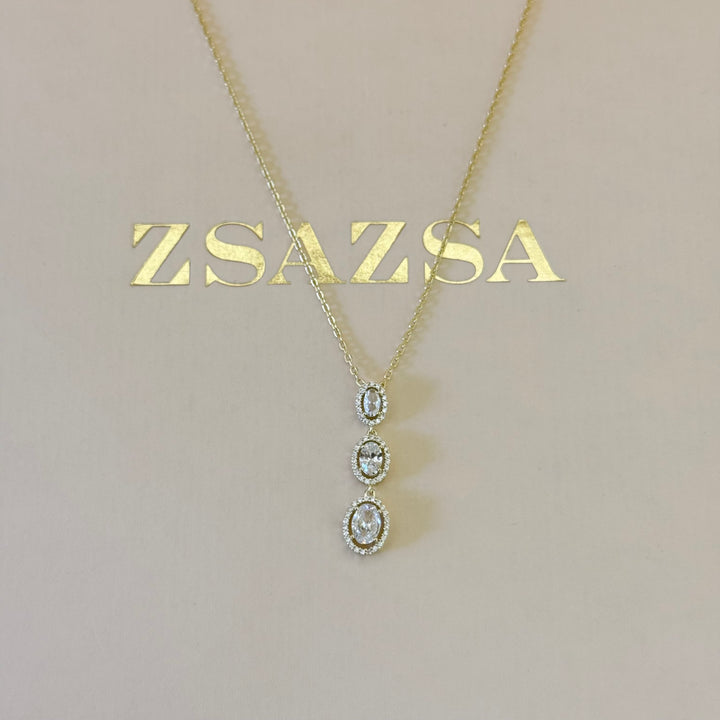 Oval zircone Sterling silver gold plated set