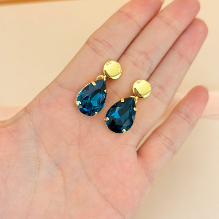 Teardrop verdemar Swarovski crystal earrings and ring