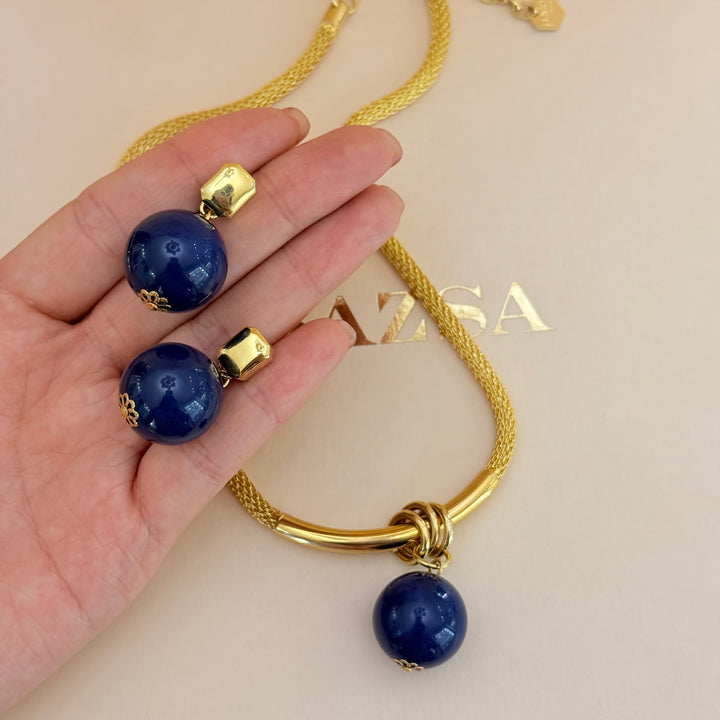 Navy blue ball casual gold plated set