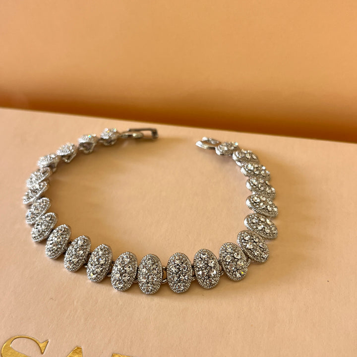 Swarovski crystal oval shape white gold plated bracelet