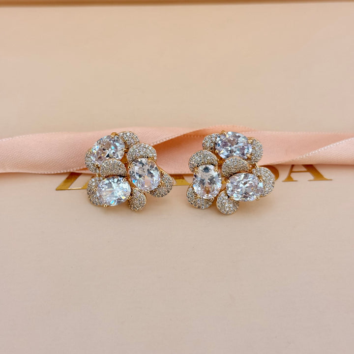 Chunky zircone gold plated stud earrings