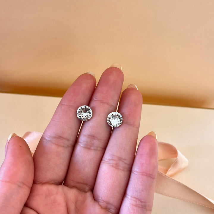 Swarovski crystals round white gold plated set