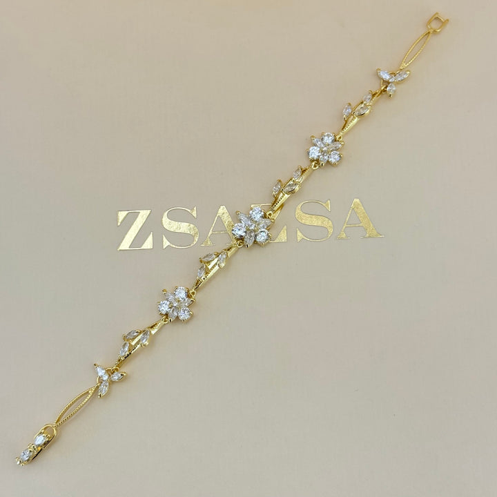 Flower zircone gold plated set