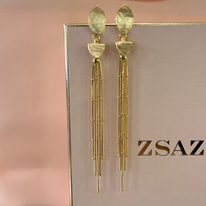 Gold long handmade earrings