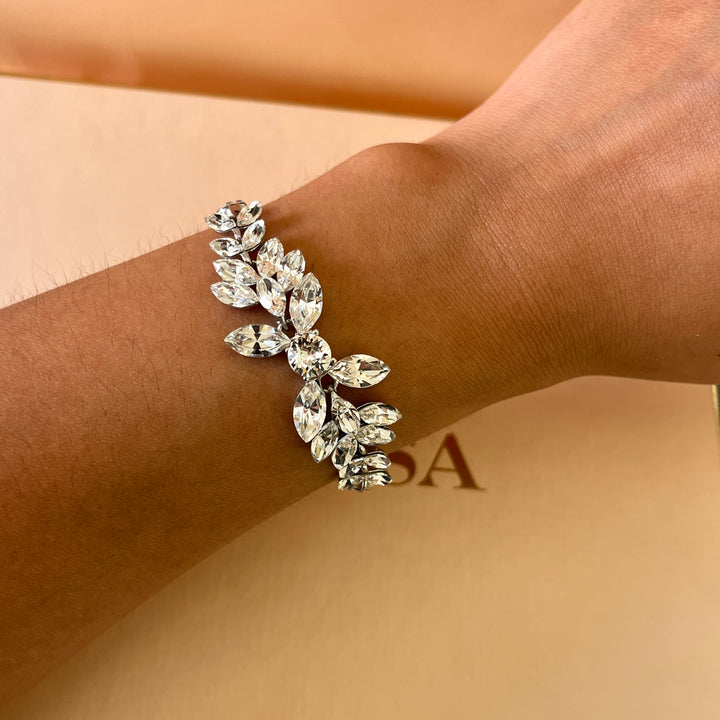 Swarovski crystals marquise white gold plated set