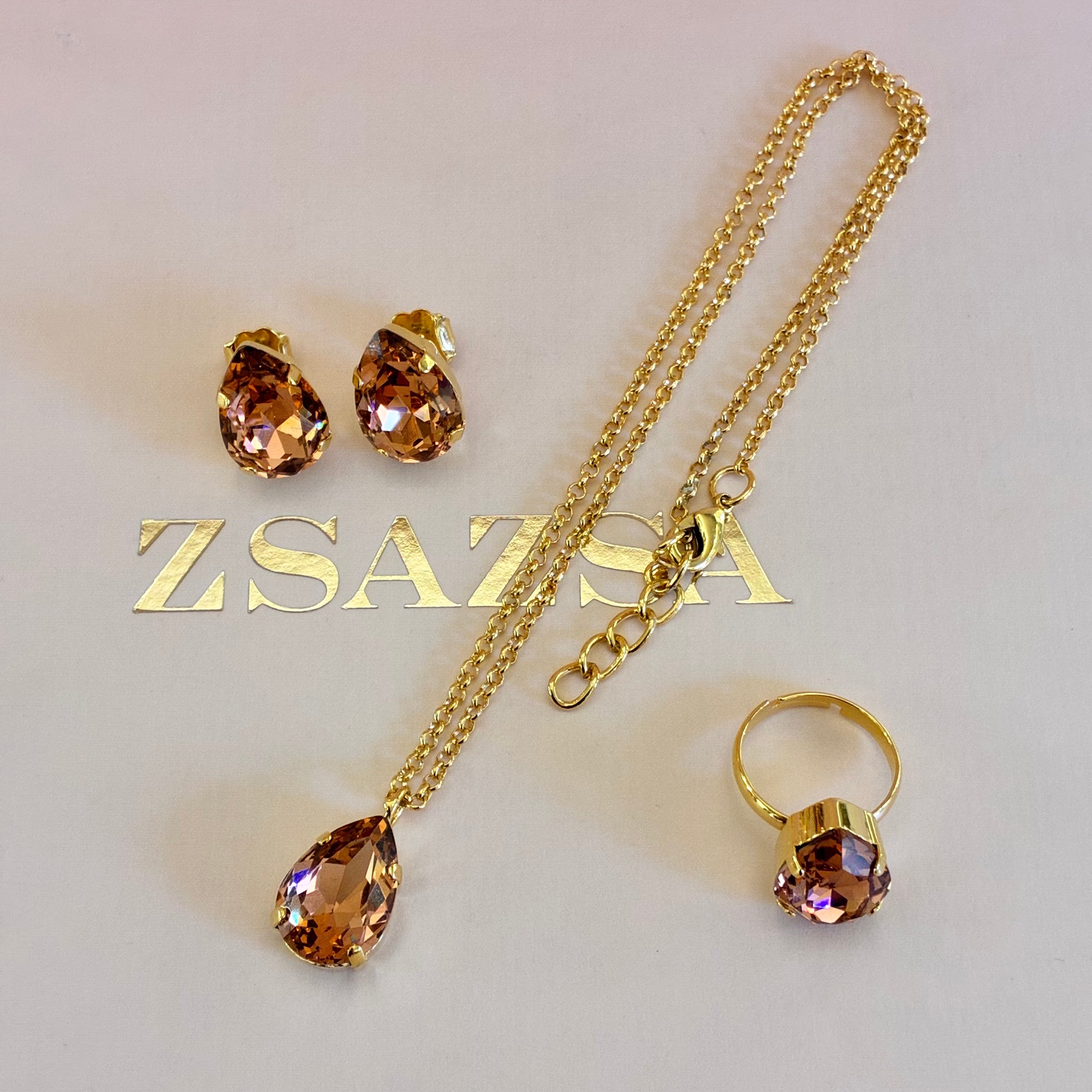 Teardrop Peach gold plated set