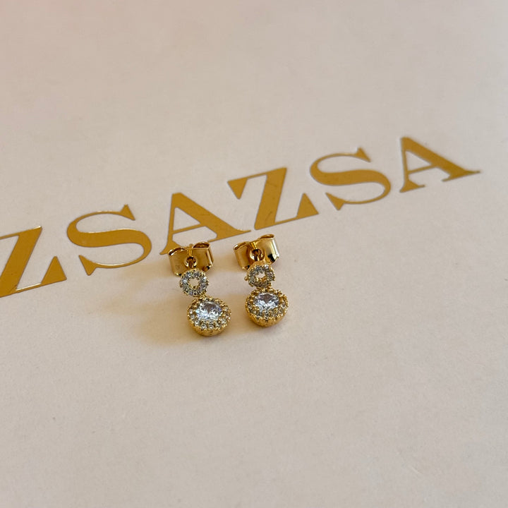 Dainty dangle zircone gold plated earrings
