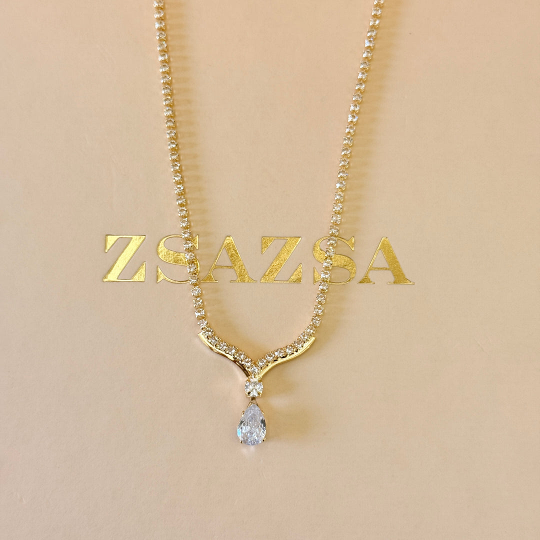 Teardrop zircone gold plated set