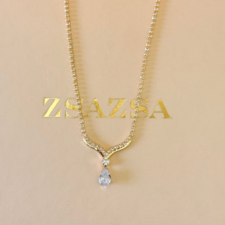 Teardrop zircone gold plated set