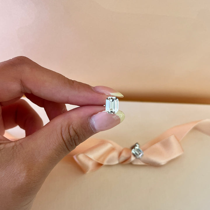 Swarovski crystals small rectangular white gold plated studs