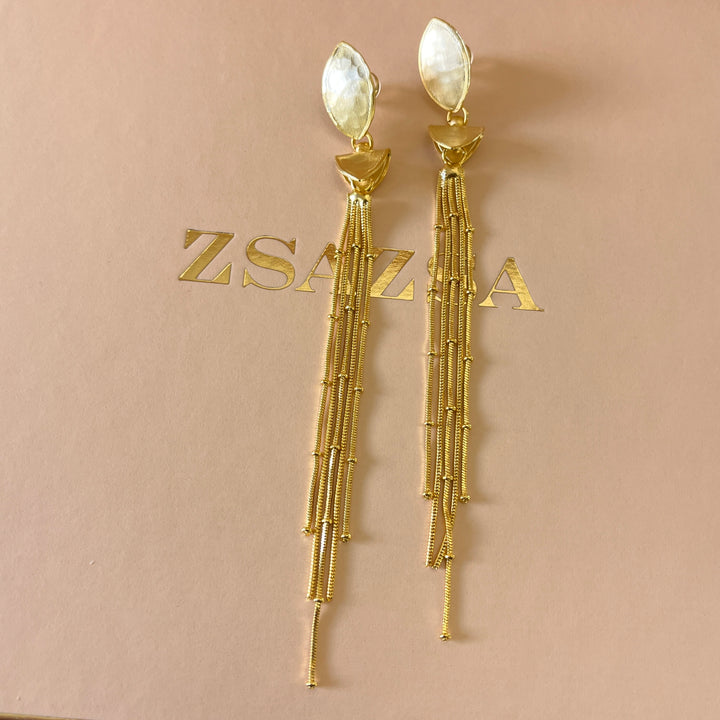 Gold long handmade earrings