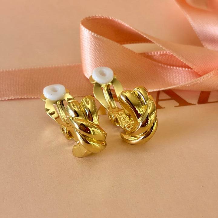 Twisted half hoops clip on earrings