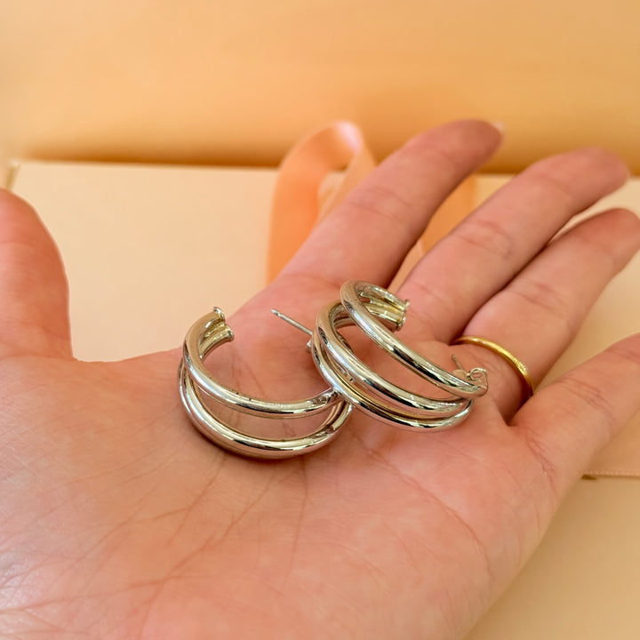 Medium sterling silver hoops