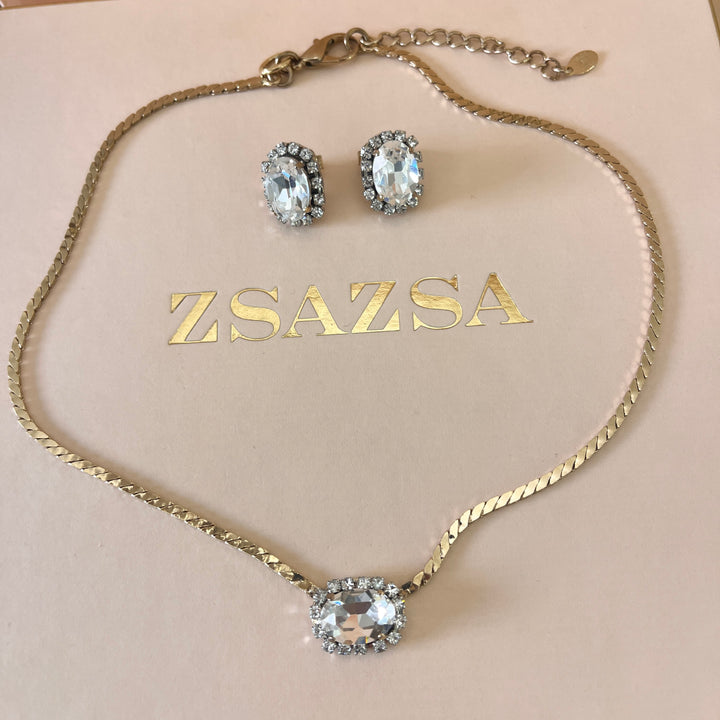 Swarovski crystals oval gold plated set