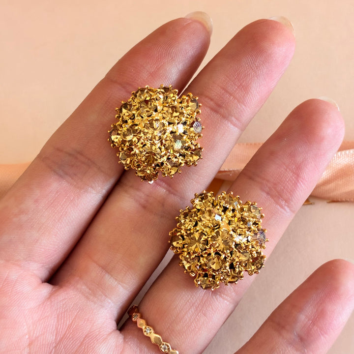 Flower bronze Swarovski crystals set