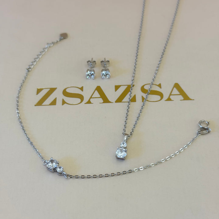 Dainty zircone sterling silver set