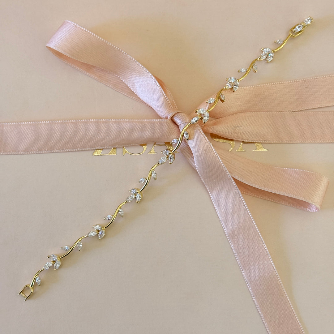 Marquise zircone gold plated earrings and bracelet set