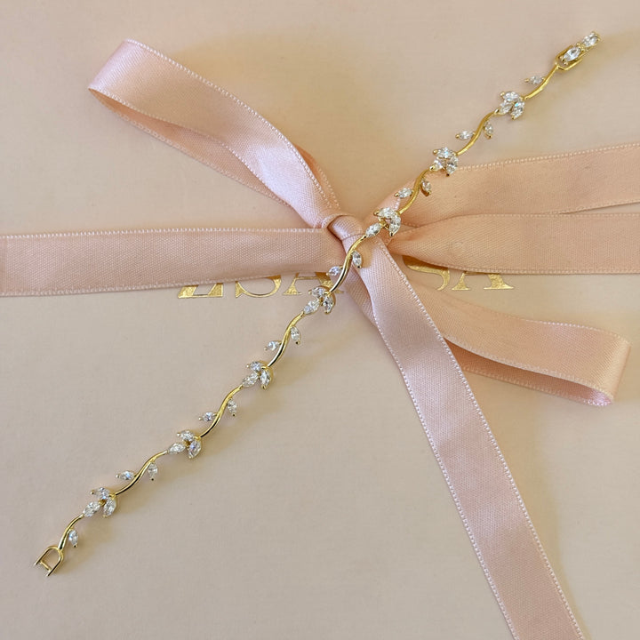 Marquise zircone gold plated earrings and bracelet set