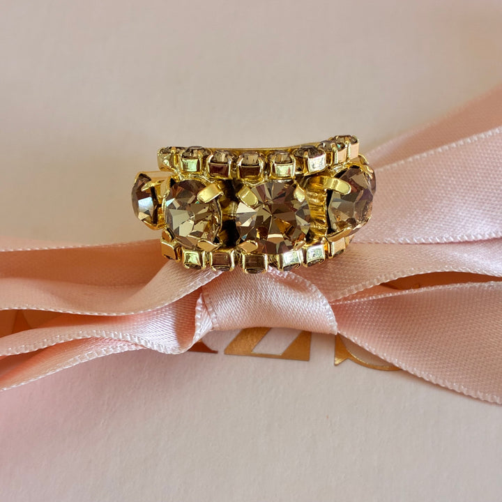 Elegant bronze Swarovski crystals ring