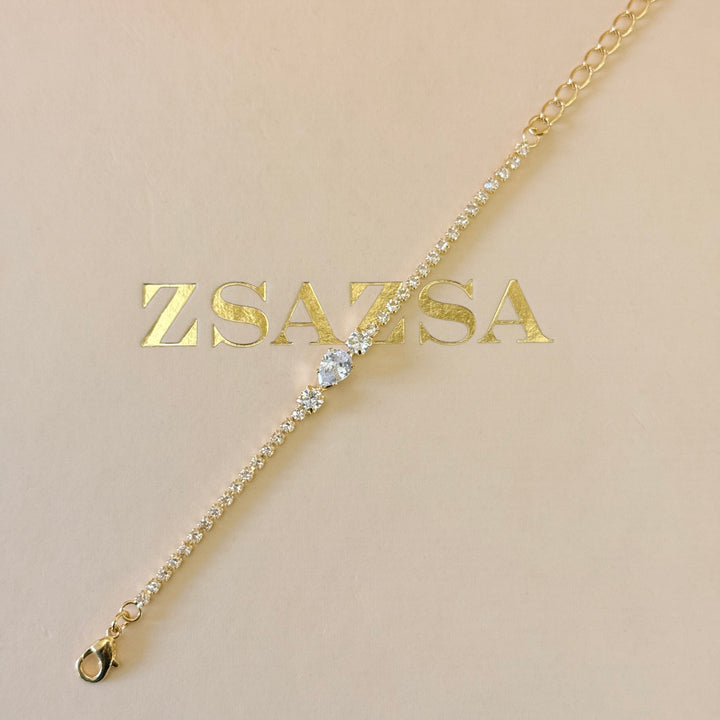 Teardrop zircone gold plated set