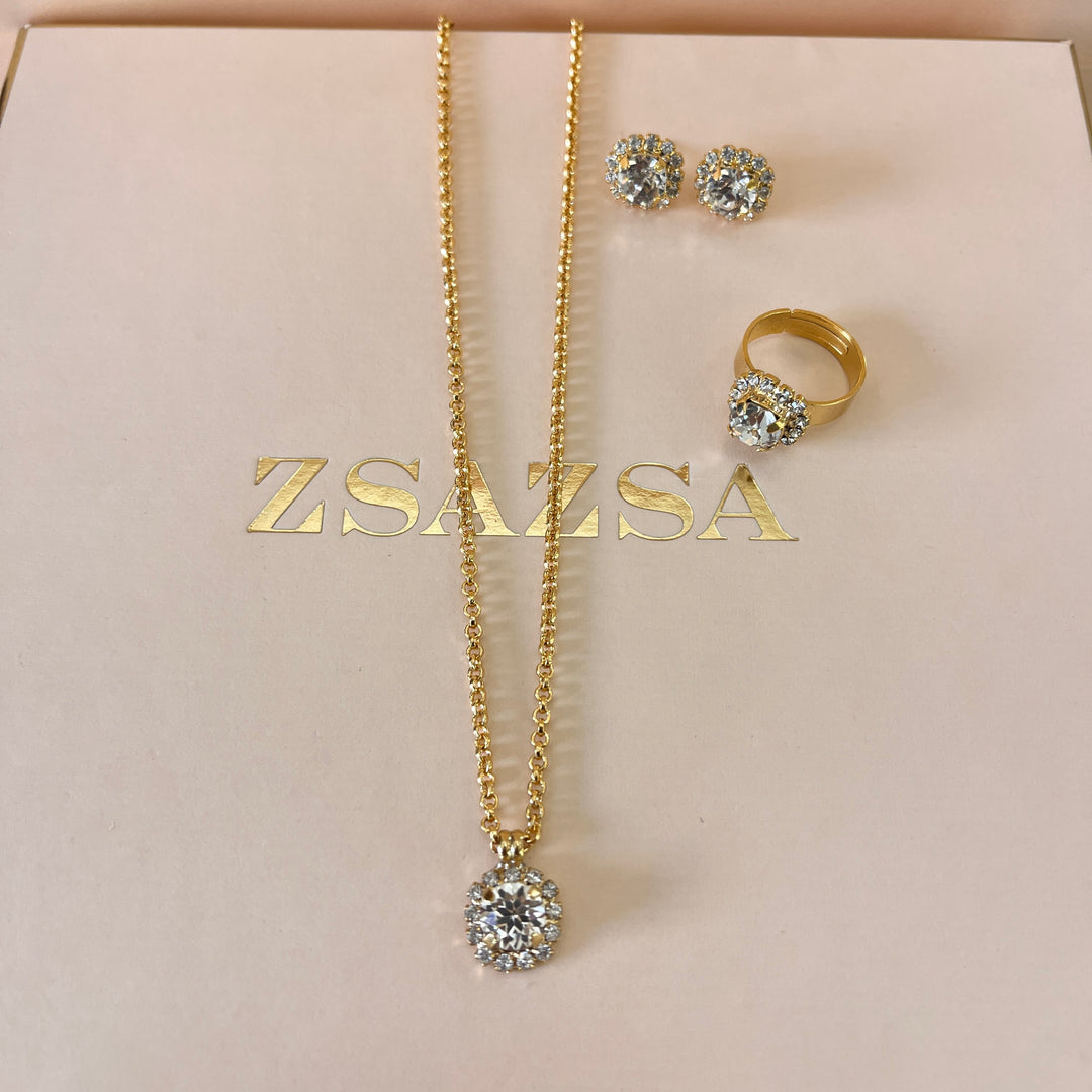 Preciosa crystals flower gold plated set