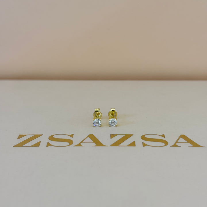 Solitaire zircone sterling silver gold plated set