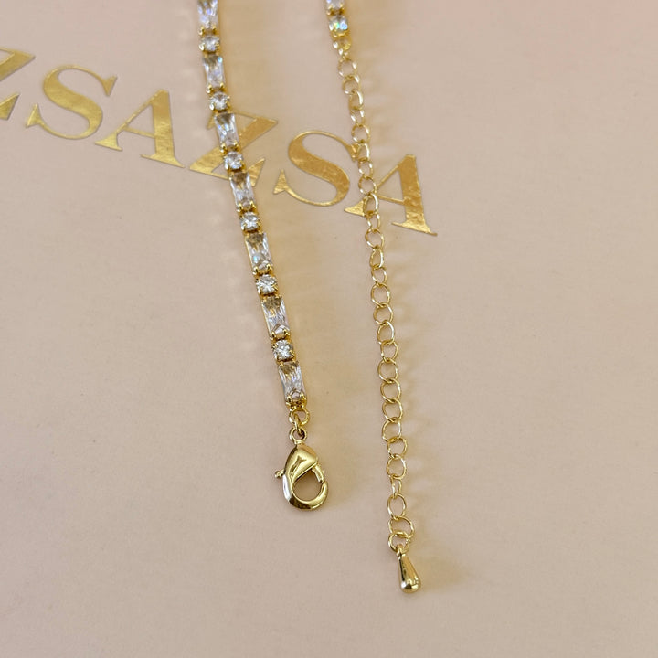 Zircone baguette gold plated necklace