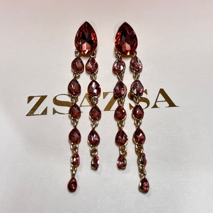 Long teardrop peach earrings