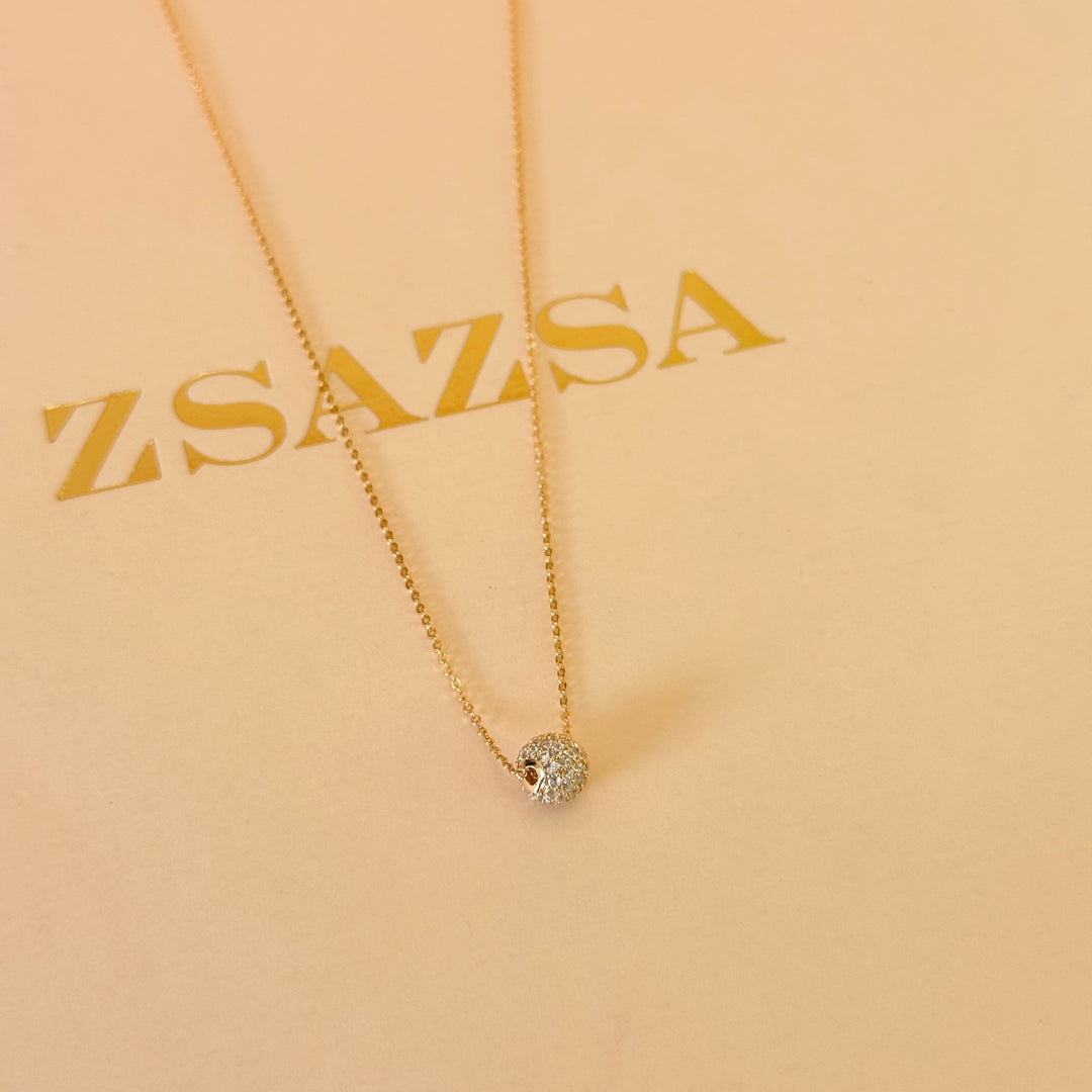 Zircone dainty ball gold plated pendant