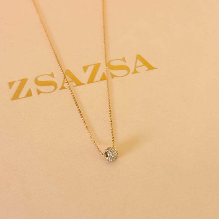 Zircone dainty ball gold plated pendant