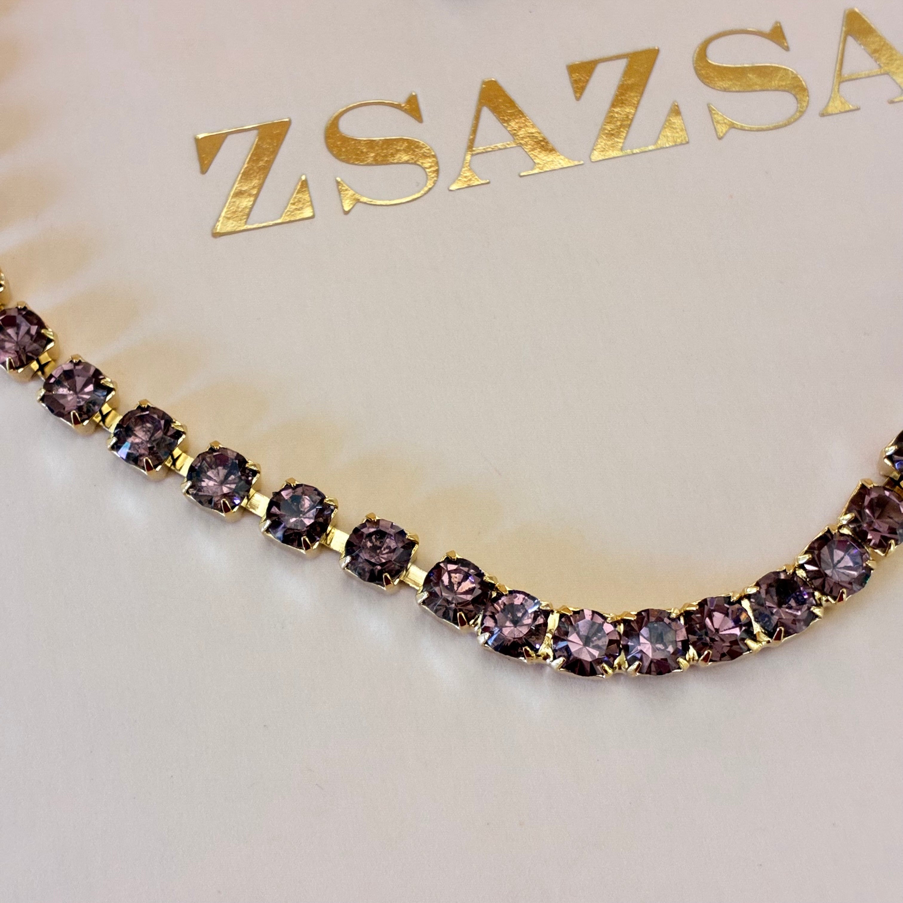 Mauve Swarovski crystals gold plated set