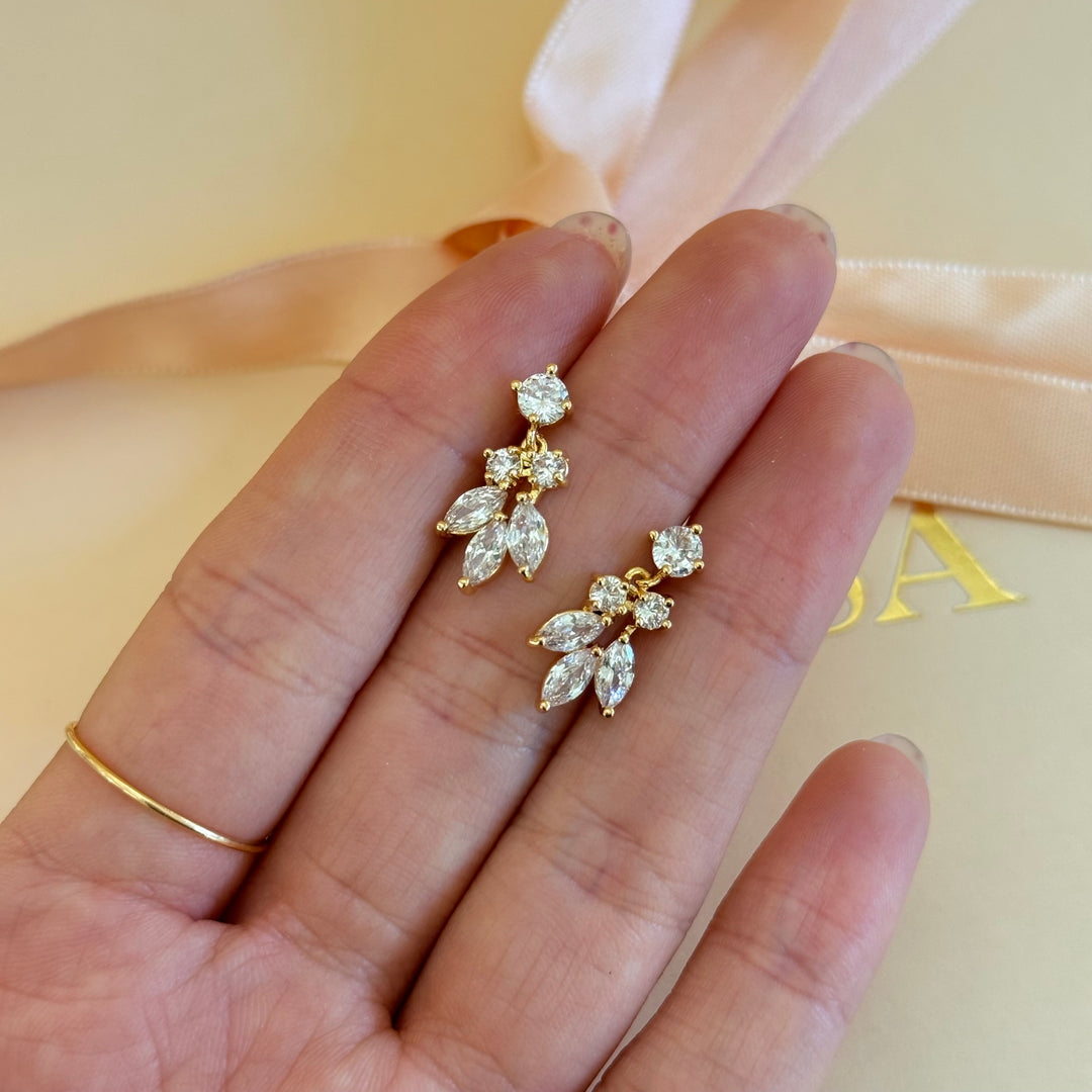 Marquise zircone gold plated earrings