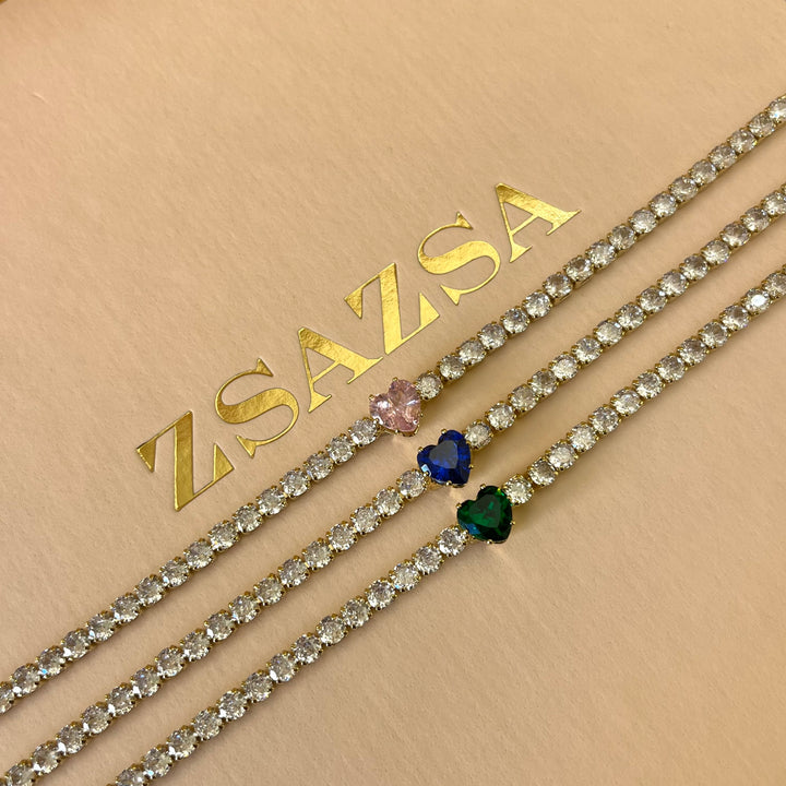 Heart tennis bracelet