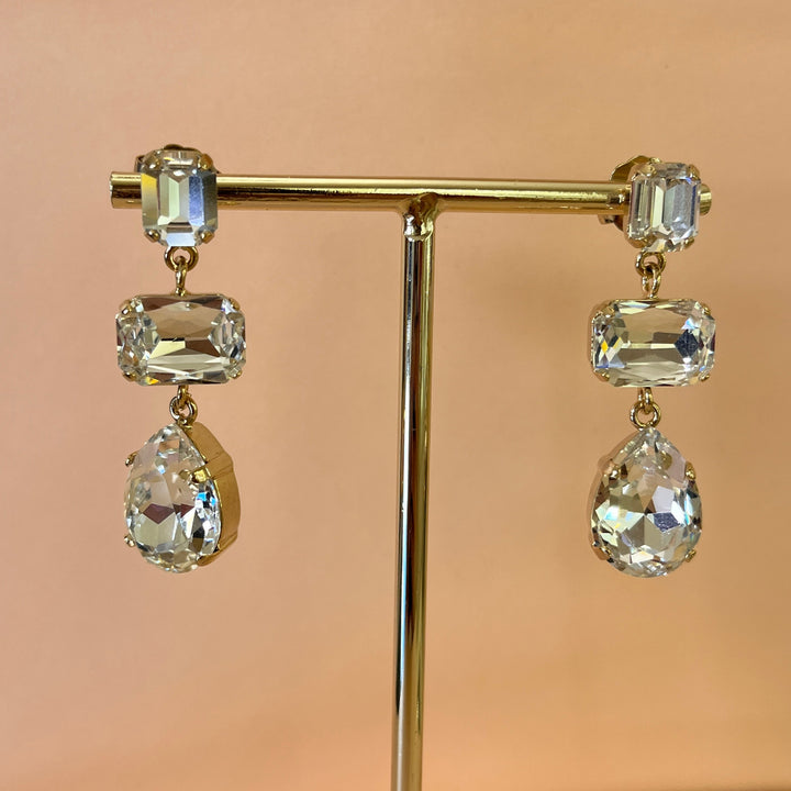 Swarovski crystals mix of shapes gold plated earrings