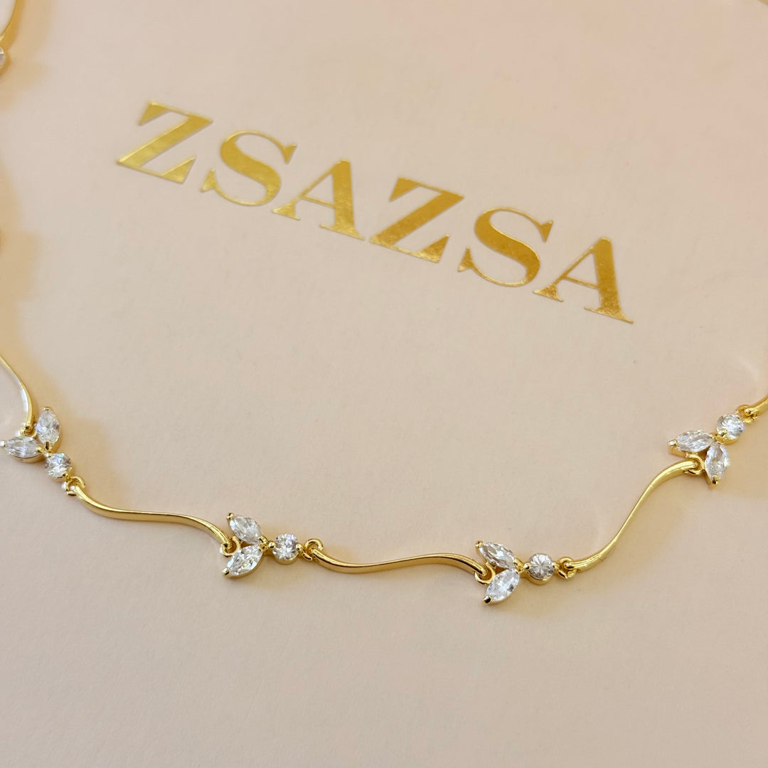 Marquise zircone gold plated set