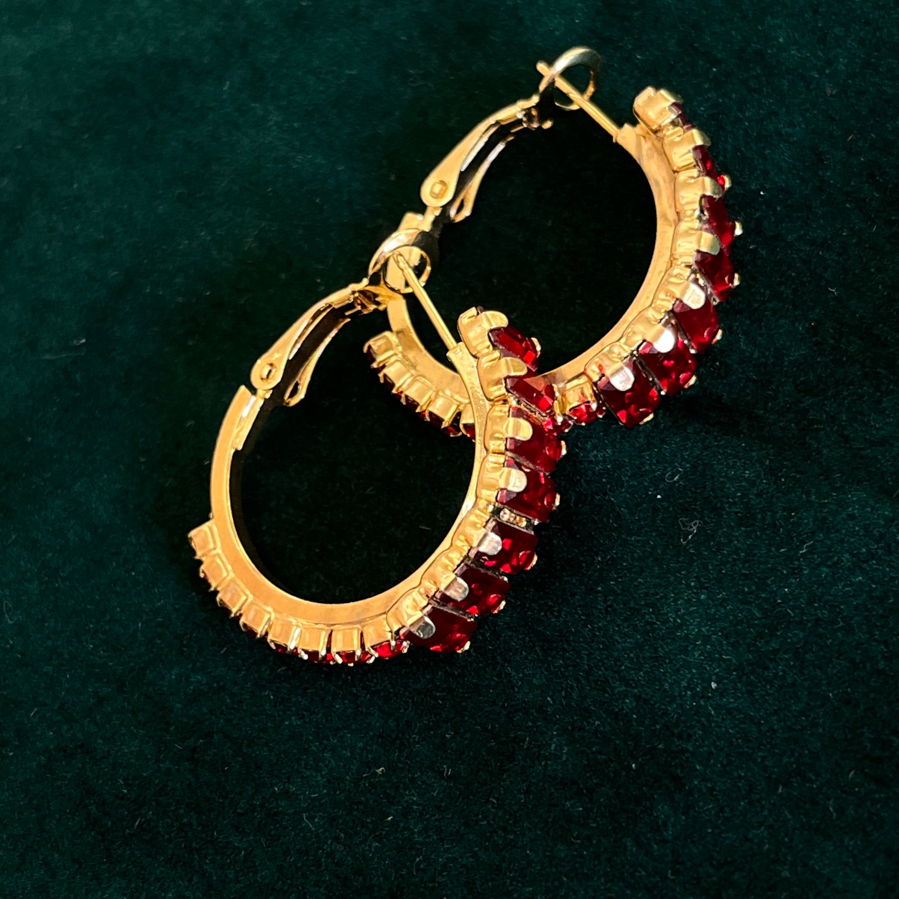 Red Swarovski Crystals hoops