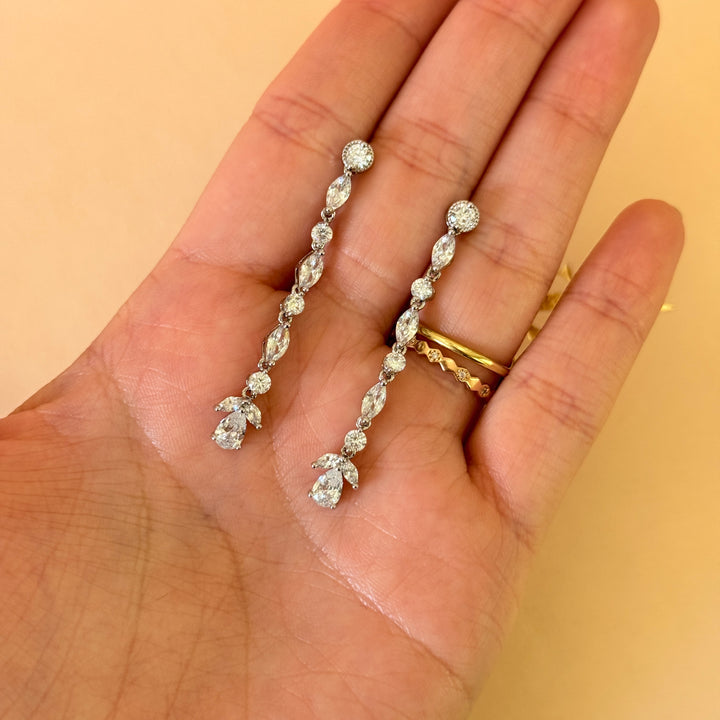 Marquise and teardrop zircone silver set