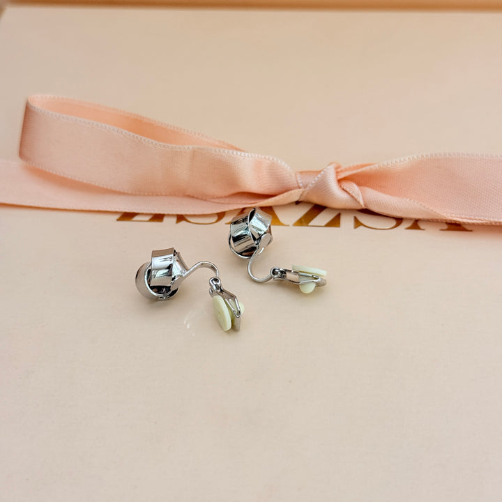 Plain Knot silver clip on earrings