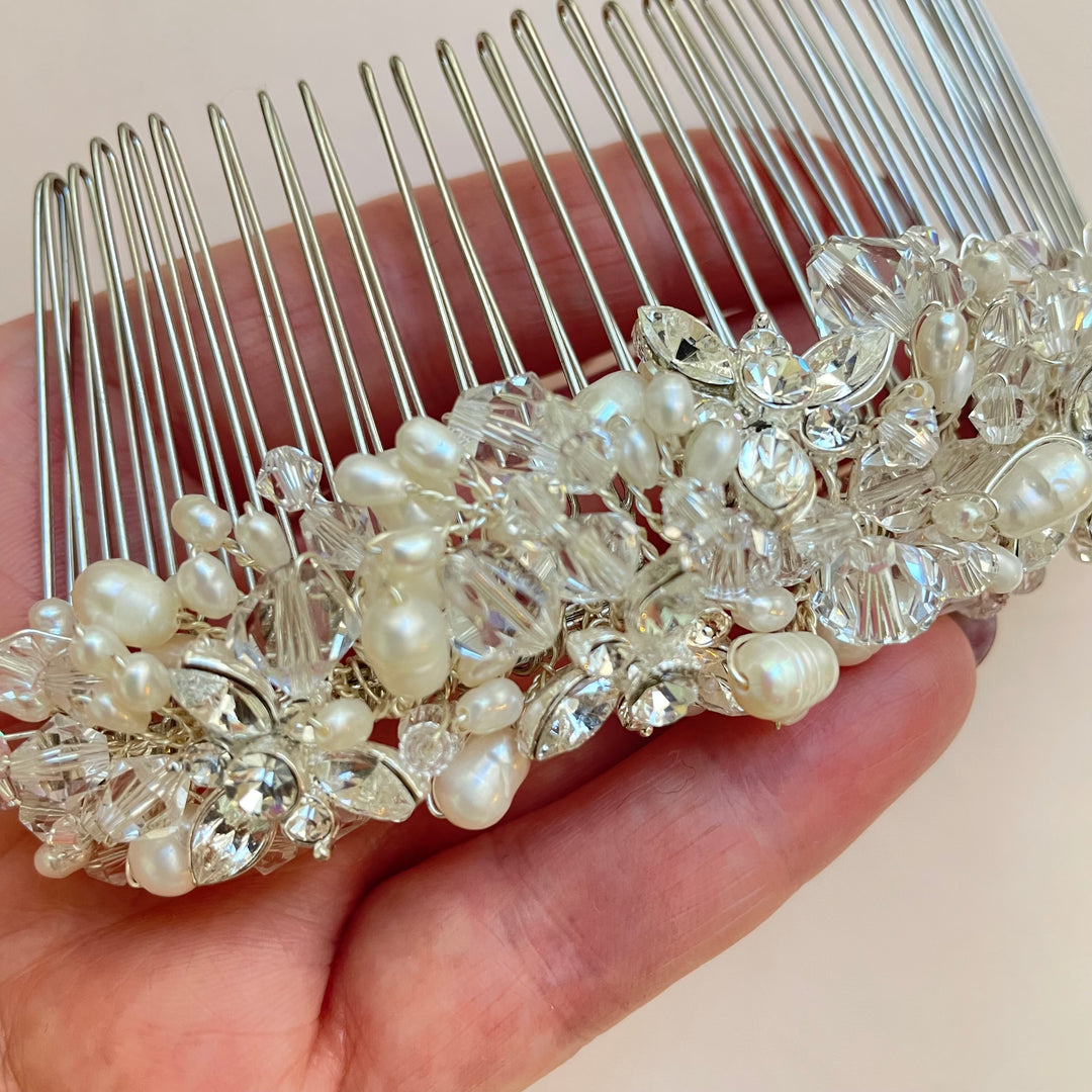 Fresh water silver and pearl comb