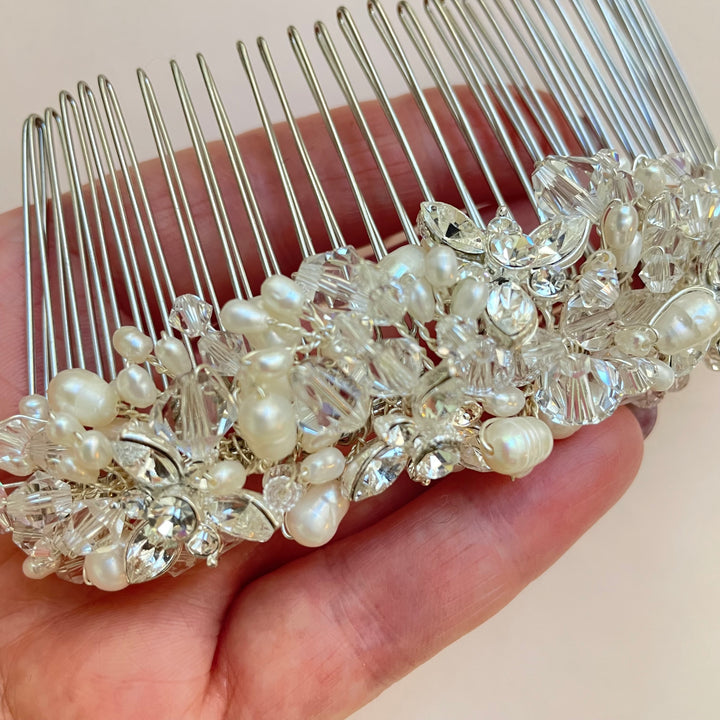 Fresh water silver and pearl comb